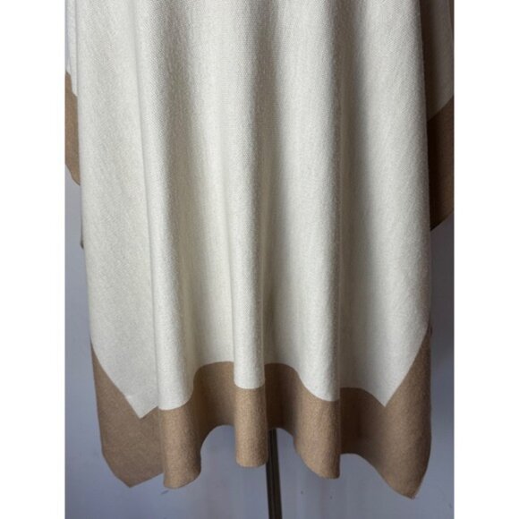 BOSS Poncho Women OS Ivory Knit Lisandra Wool Turtleneck Cape Sweater Outdoor - Picture 8 of 12